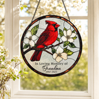 Personalized Grandma Memorial Red Cardinal Glass Suncatcher, In Loving Memory Window Hanging Decor