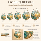 Ocean Wave Sunset and Seashell Glass Suncatcher, Coastal Window Hanging Home Decor