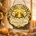 Personalized 50th Wedding Anniversary Bird Glass Suncatcher, Custom Couple Names and Date Golden Anniversary Gift