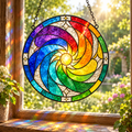 Rainbow Sun Spiral Glass Suncatcher, Colorful Window Hanging Home Decor